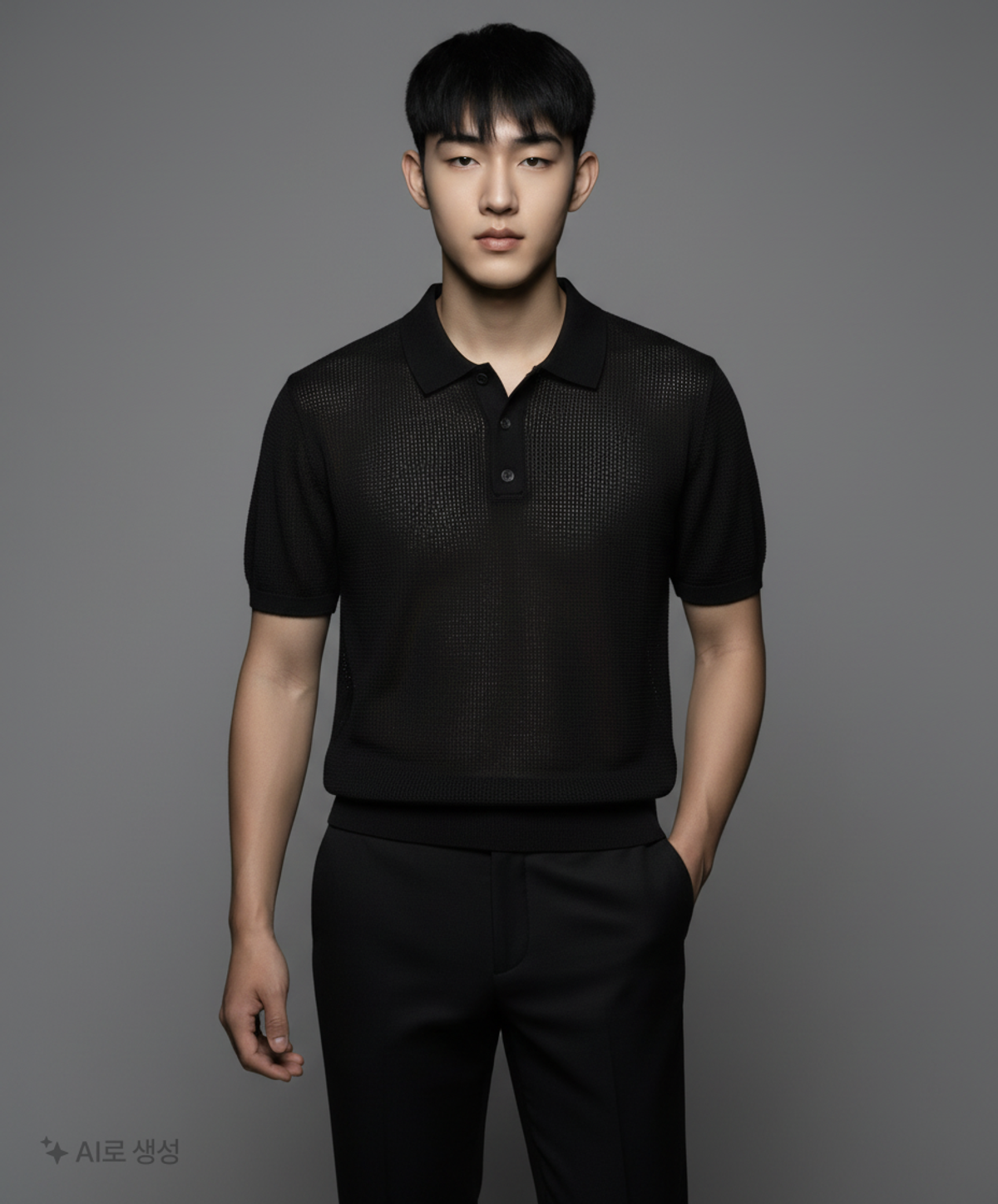 무신사 스탠다드(MUSINSA STANDARD) 크로셰 니티드 폴로 셔츠 [블랙] XL
