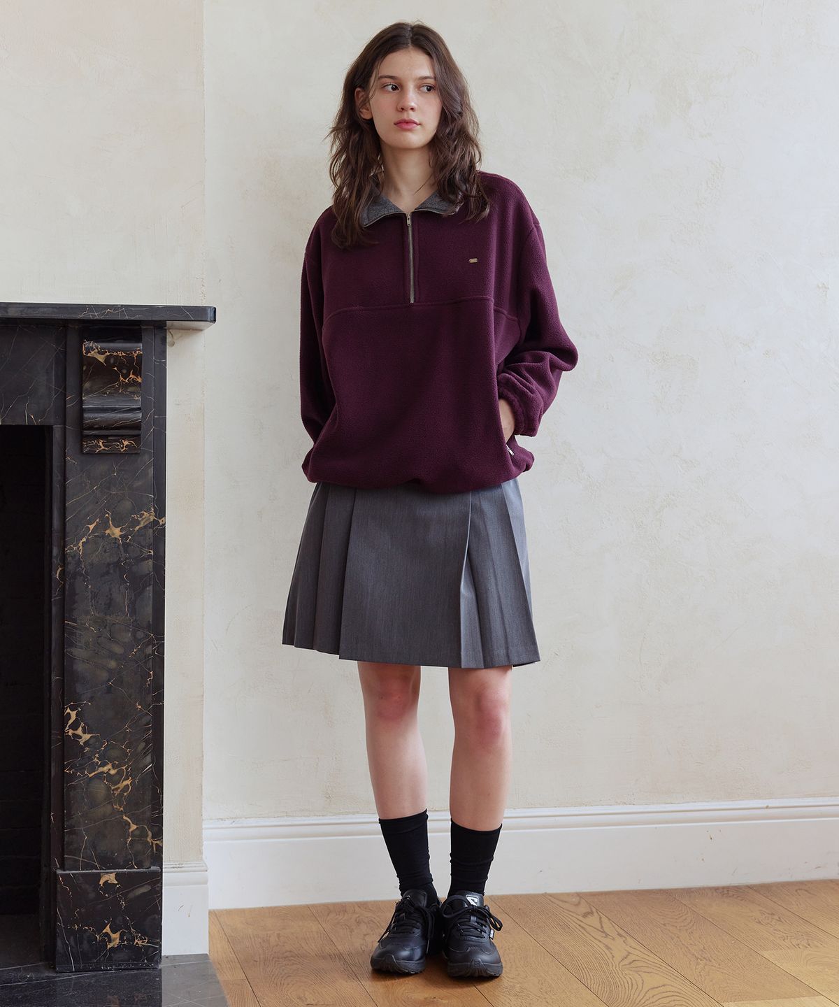 애프터아워즈(AFTERHOURS) COZY FLEECE HALF ZIP-UP V2 (PLUM)