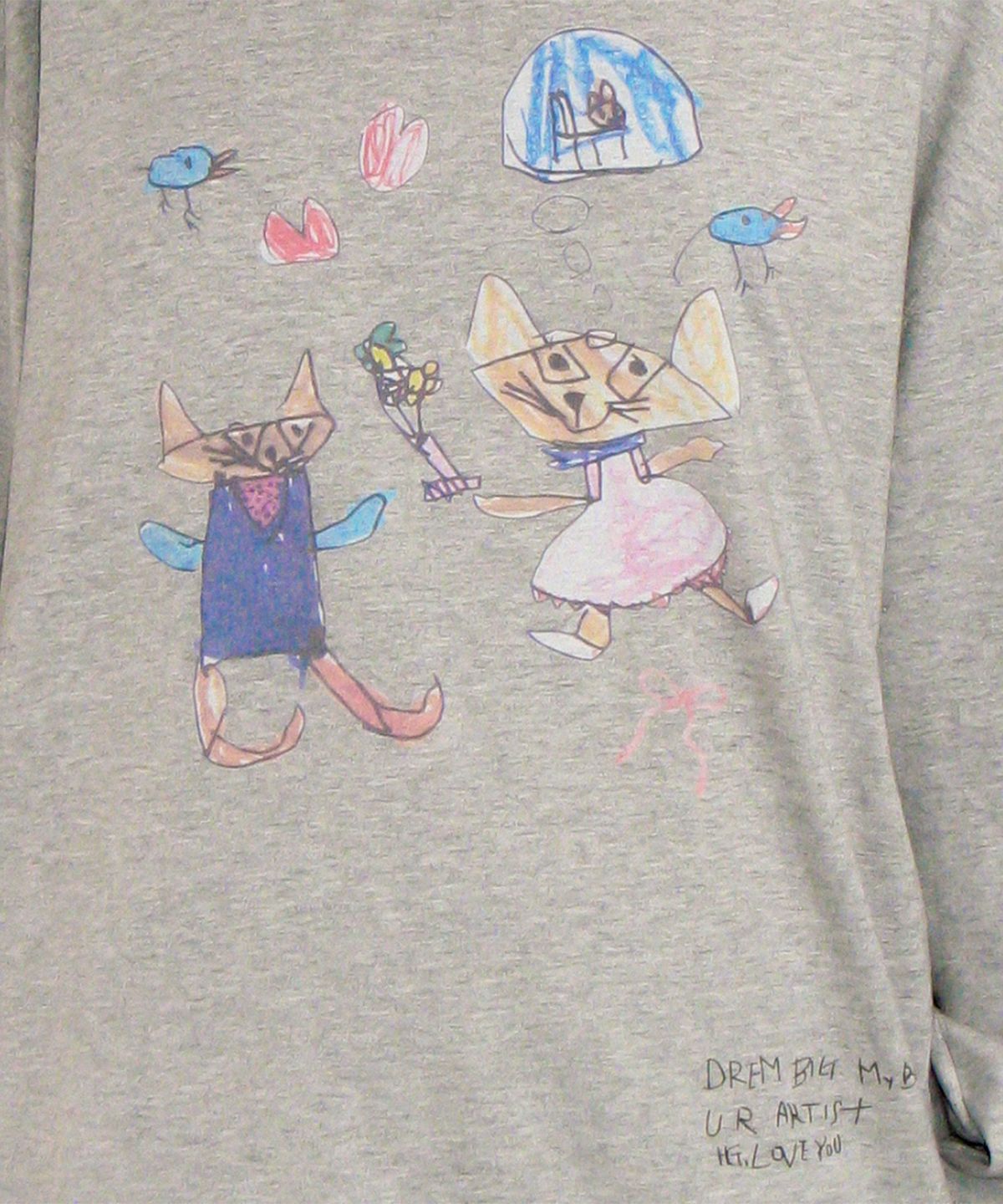 론론(RONRON) KIDS CAT DOODLE LONG SLEEVE GREY