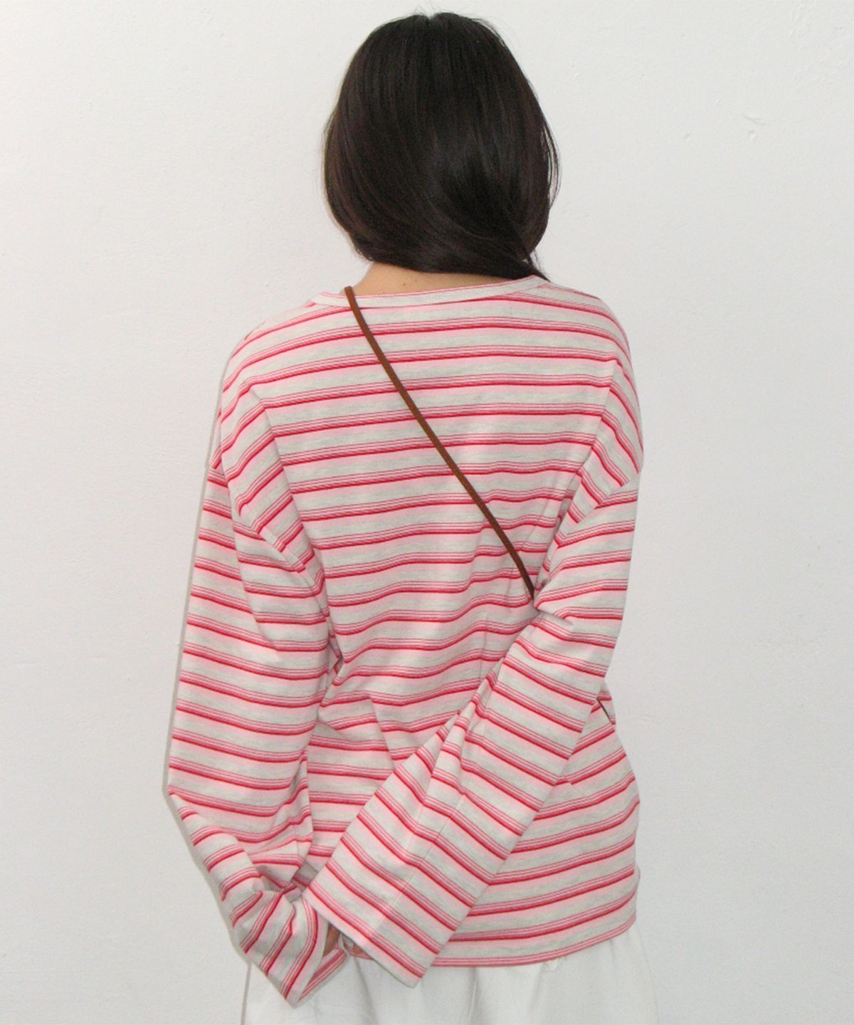 론론(RONRON) STRIPE LETTERING LONG SLEEVE PINK