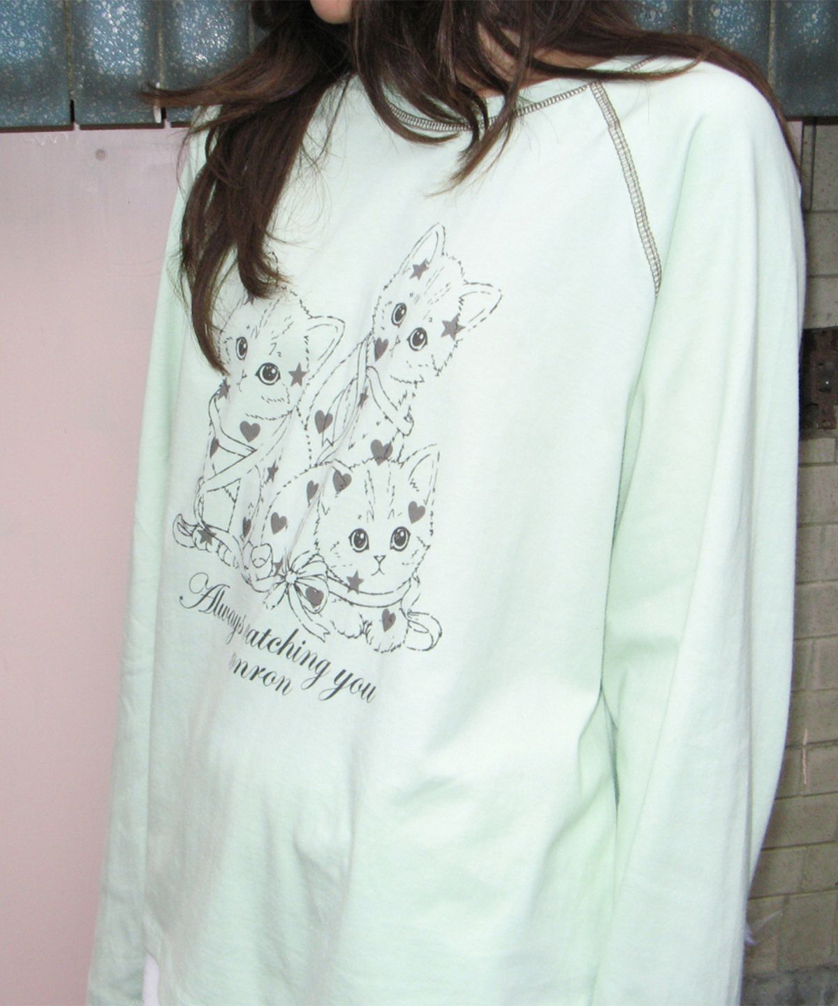 론론(RONRON) KITTY CATS RAGLAN LONG SLEEVE MINT