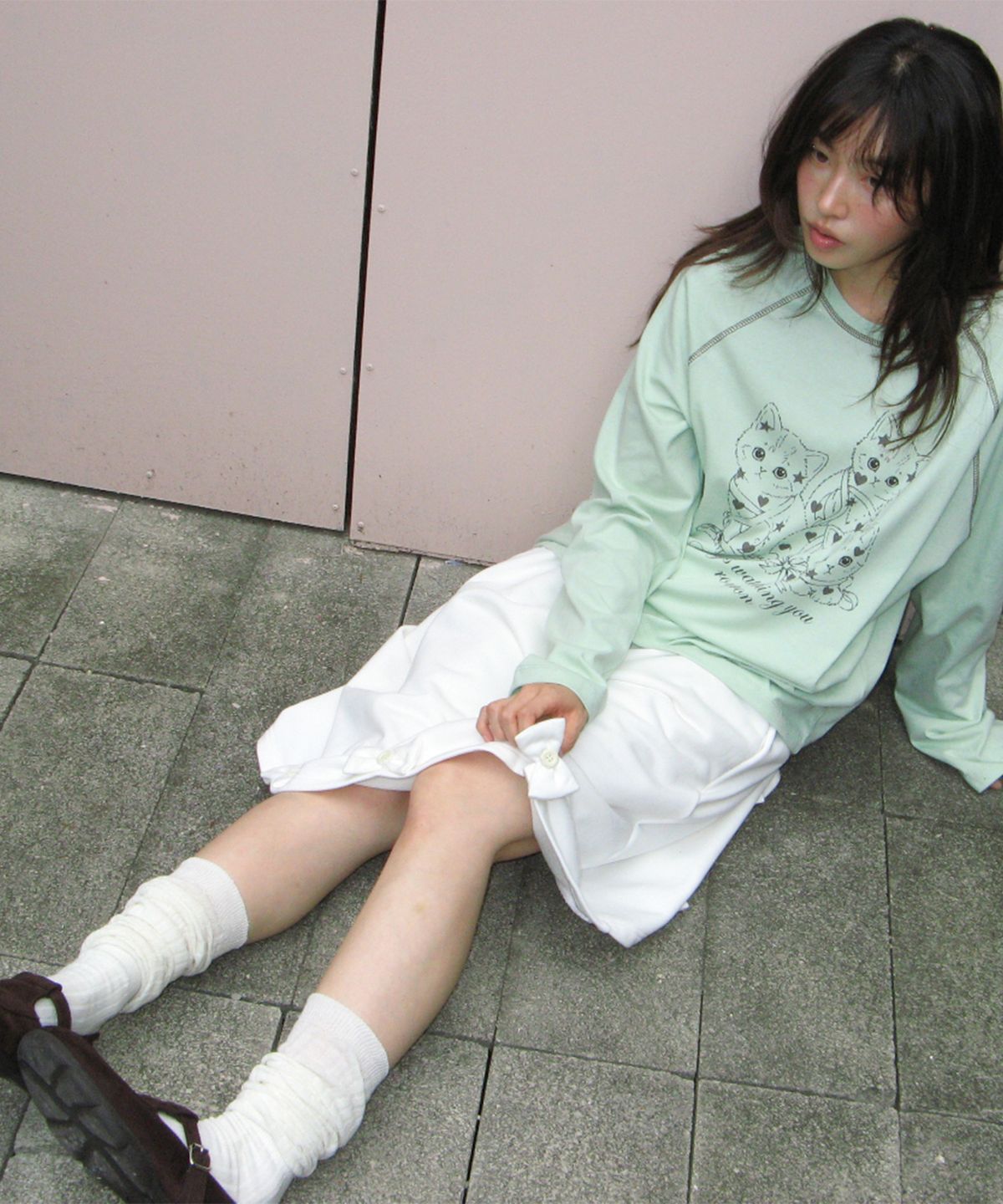 론론(RONRON) KITTY CATS RAGLAN LONG SLEEVE MINT