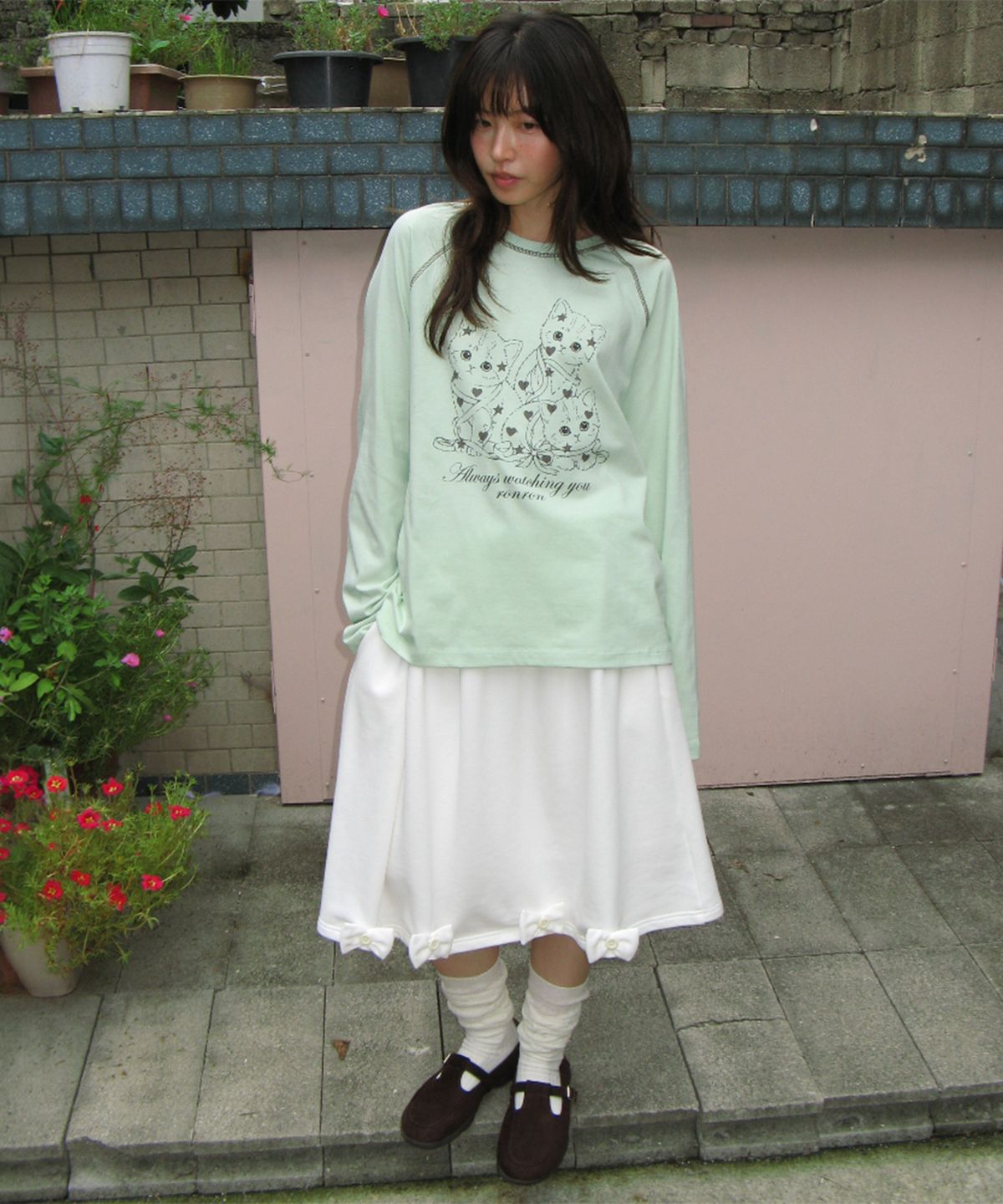 론론(RONRON) KITTY CATS RAGLAN LONG SLEEVE MINT