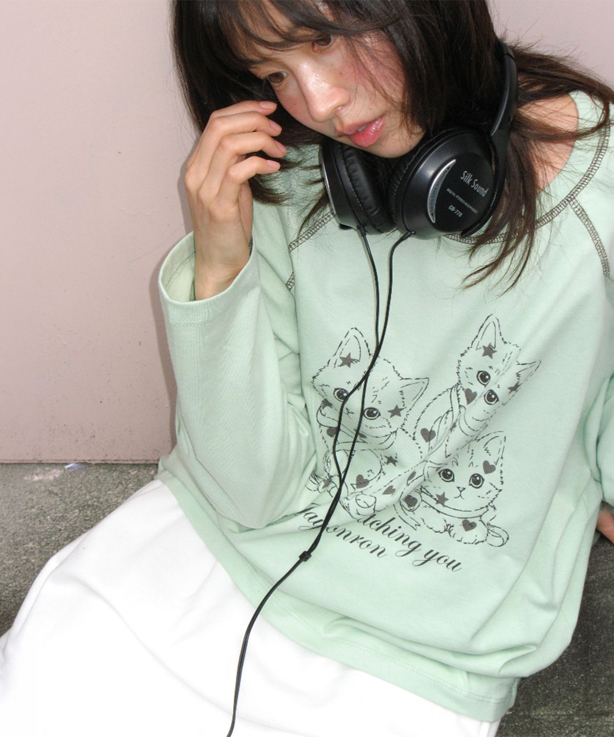 론론(RONRON) KITTY CATS RAGLAN LONG SLEEVE MINT