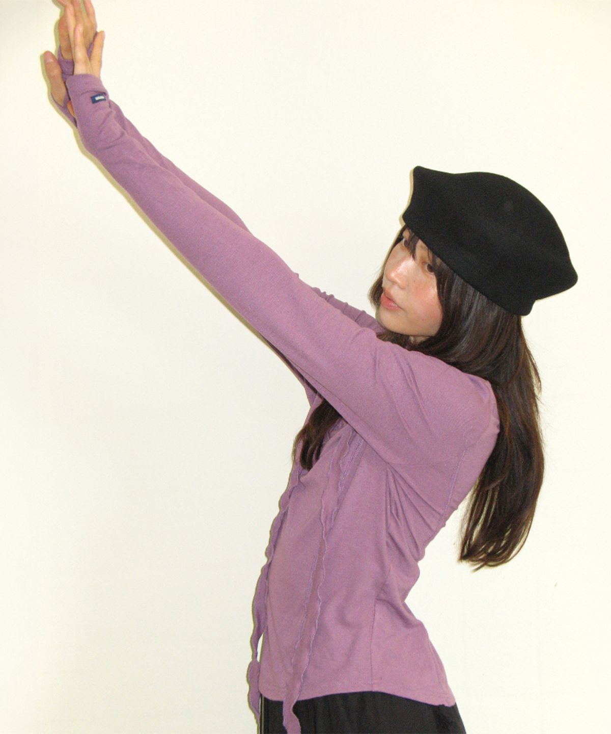 론론(RONRON) PETIT SCARF SET BOAT NECK LONG SLEEVE PURPLE