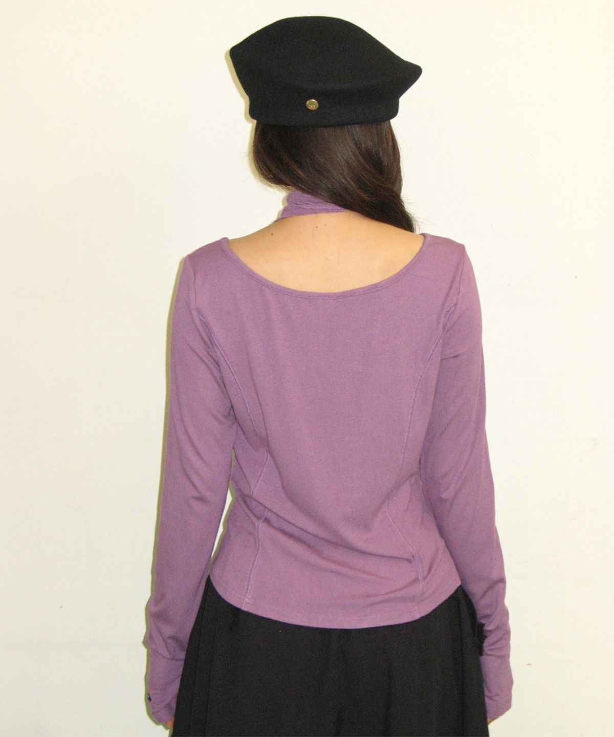 론론(RONRON) PETIT SCARF SET BOAT NECK LONG SLEEVE PURPLE