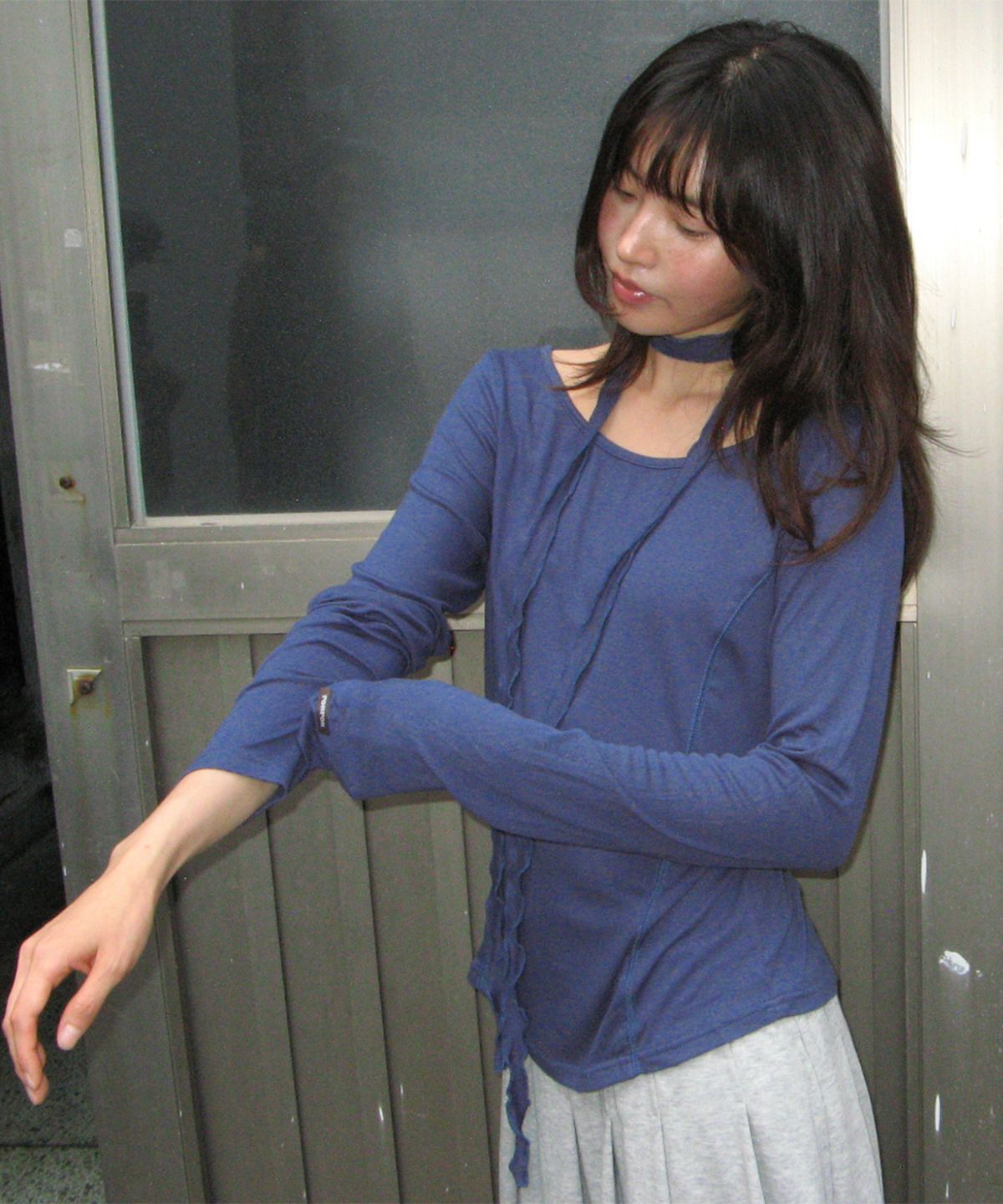 론론(RONRON) PETIT SCARF SET BOAT NECK LONG SLEEVE NAVY