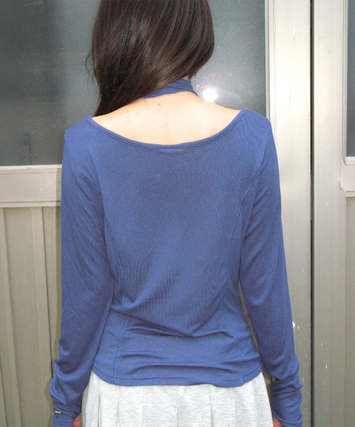 론론(RONRON) PETIT SCARF SET BOAT NECK LONG SLEEVE NAVY