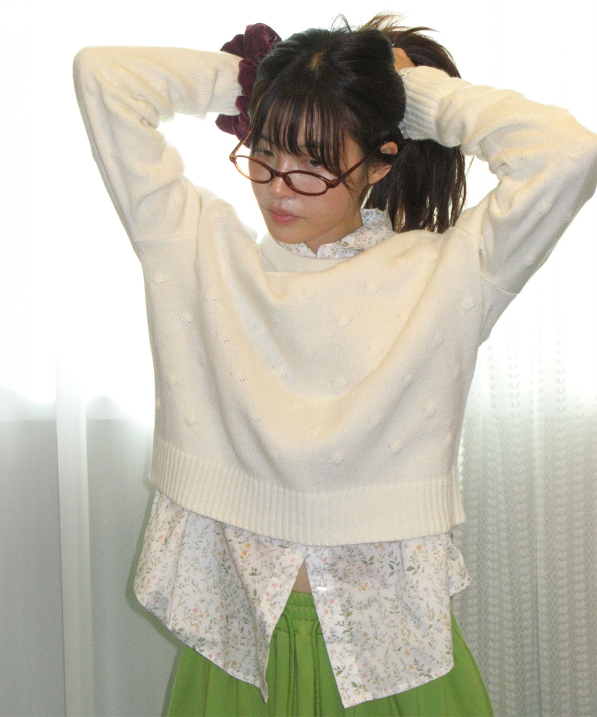 론론(RONRON) TEXTURED DOT KNIT IVORY