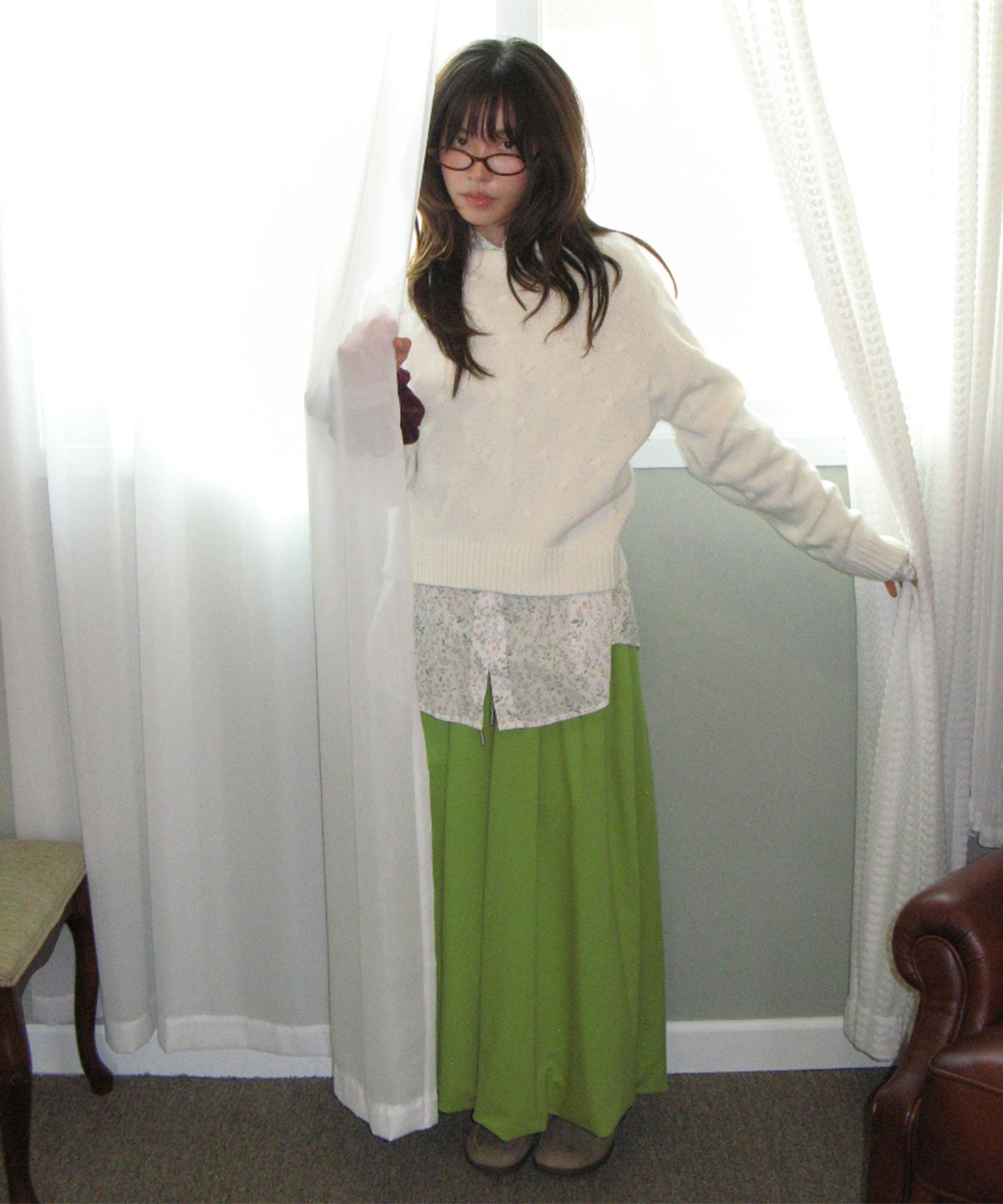 론론(RONRON) TEXTURED DOT KNIT IVORY
