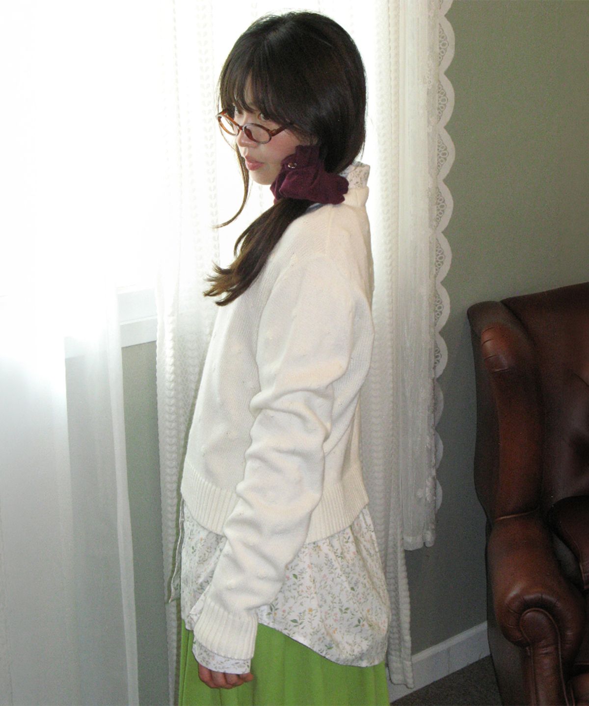 론론(RONRON) TEXTURED DOT KNIT IVORY