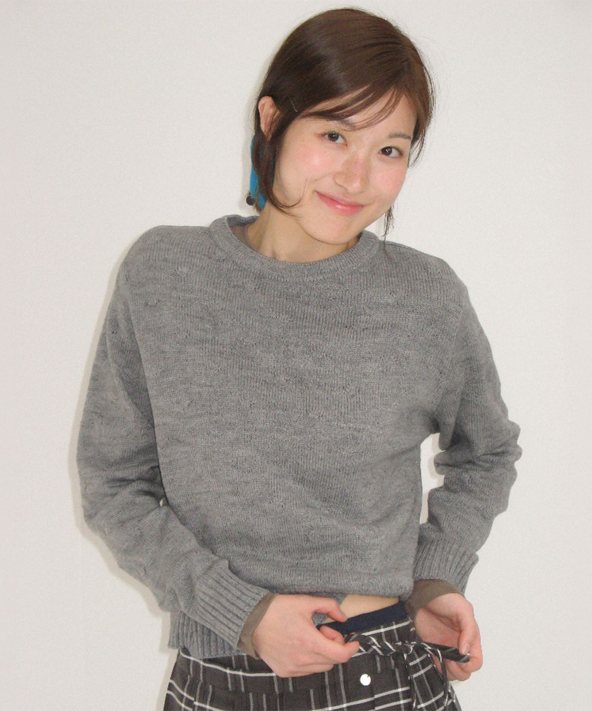 론론(RONRON) TEXTURED DOT KNIT GREY