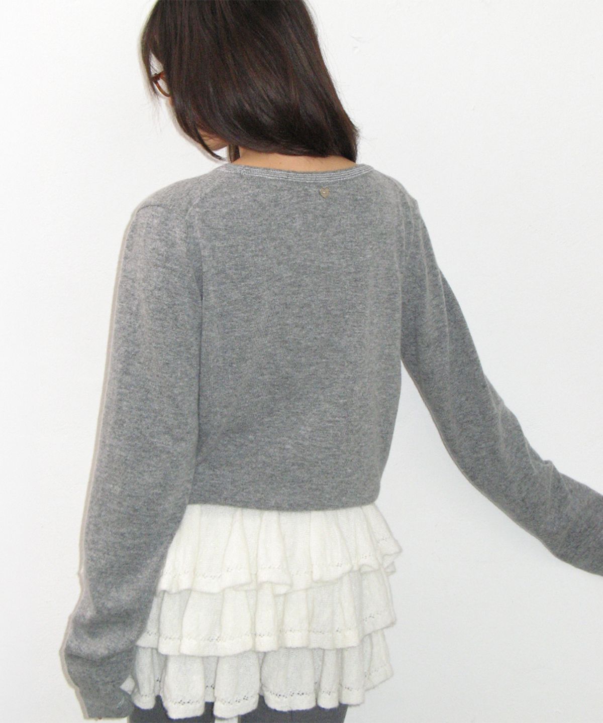 론론(RONRON) GLITTER RIBBON KNIT GREY