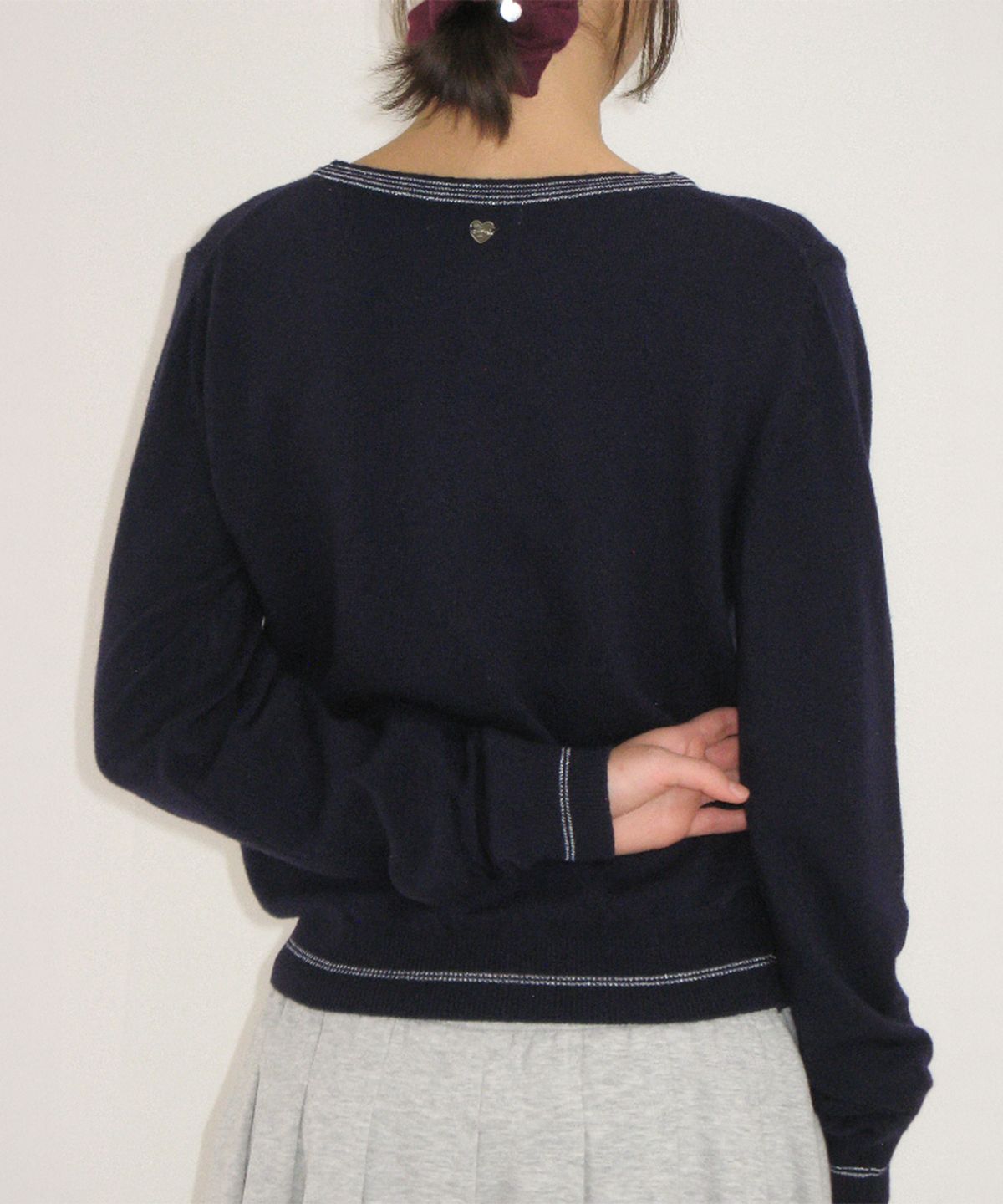 론론(RONRON) GLITTER RIBBON KNIT NAVY