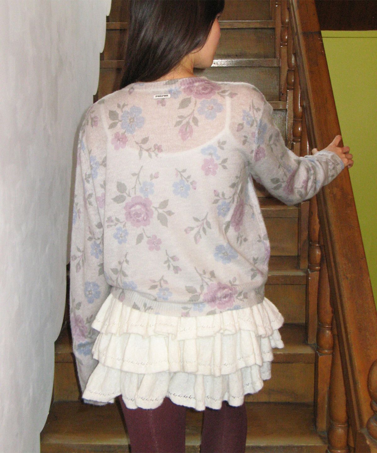 론론(RONRON) VINTAGE FLORAL CARDIGAN GREY