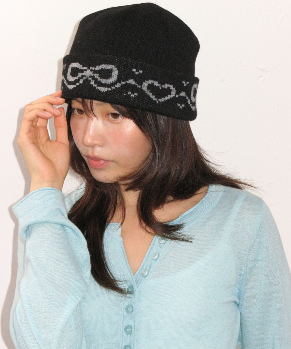 론론(RONRON) SHEER HENLEY NECK KNIT MINT