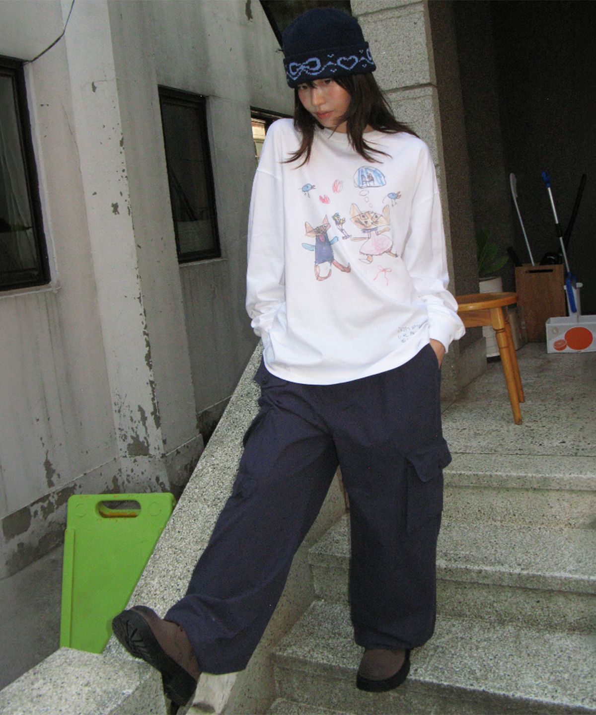 론론(RONRON) WIDE POCKET CARGO PANTS NAVY