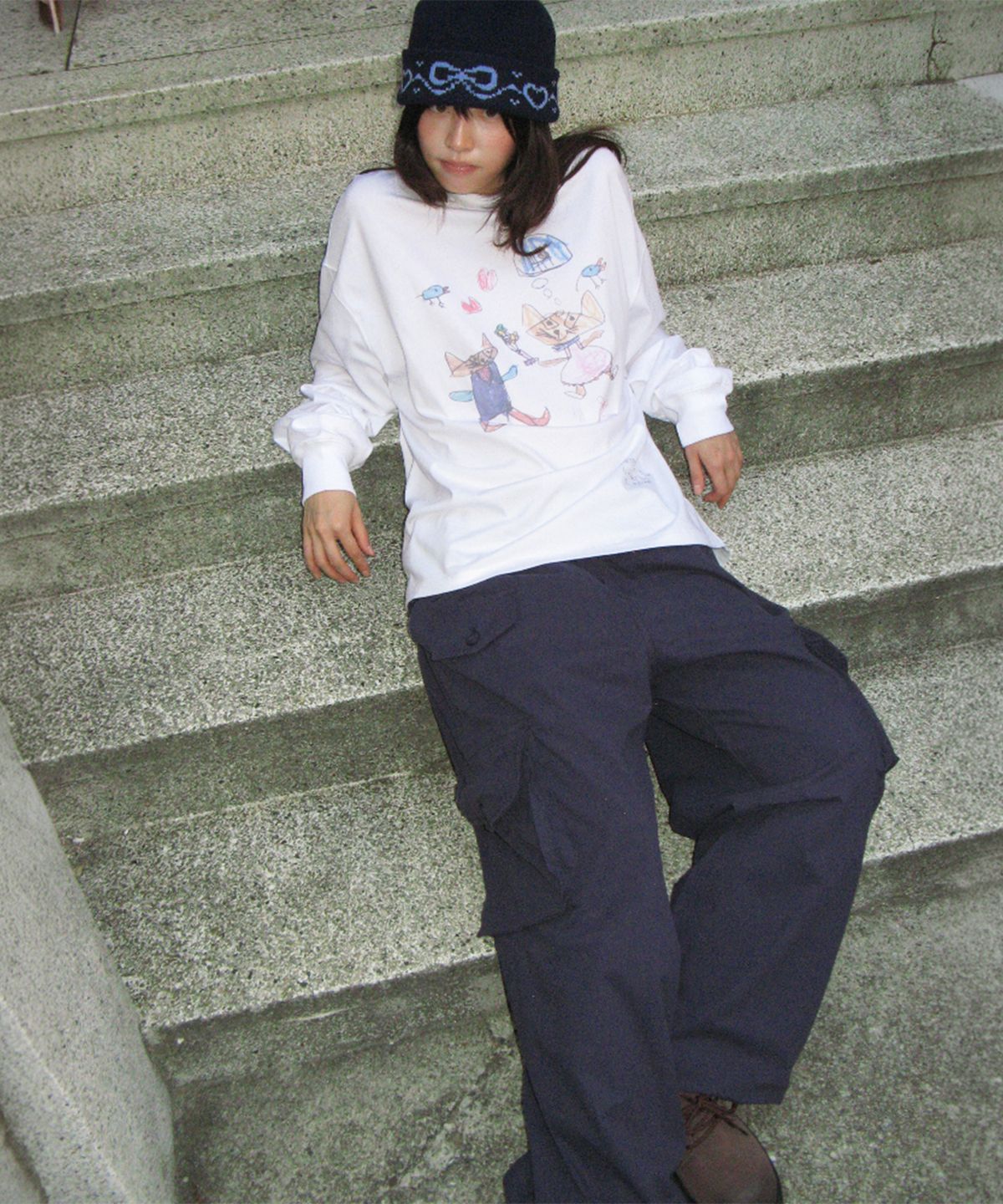 론론(RONRON) WIDE POCKET CARGO PANTS NAVY