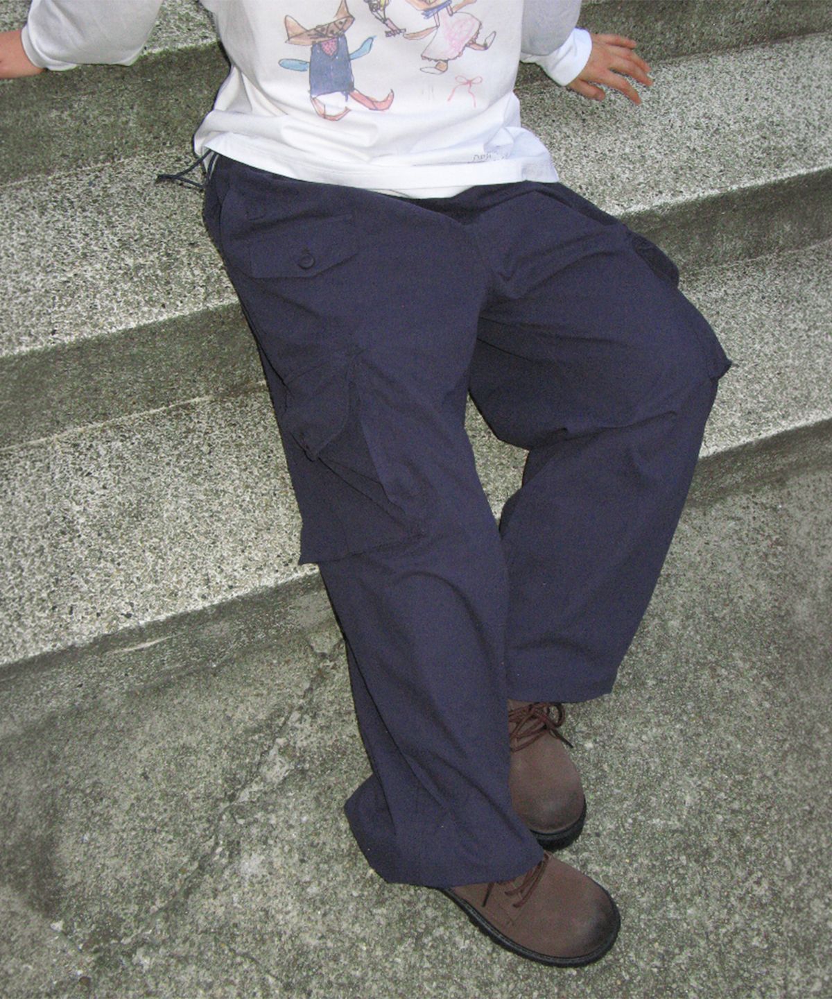 론론(RONRON) WIDE POCKET CARGO PANTS NAVY