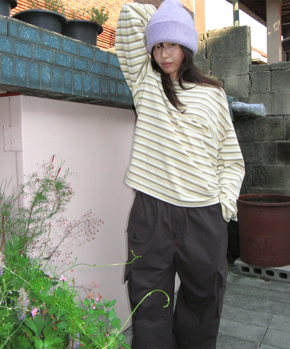 론론(RONRON) WIDE POCKET CARGO PANTS CHARCOAL