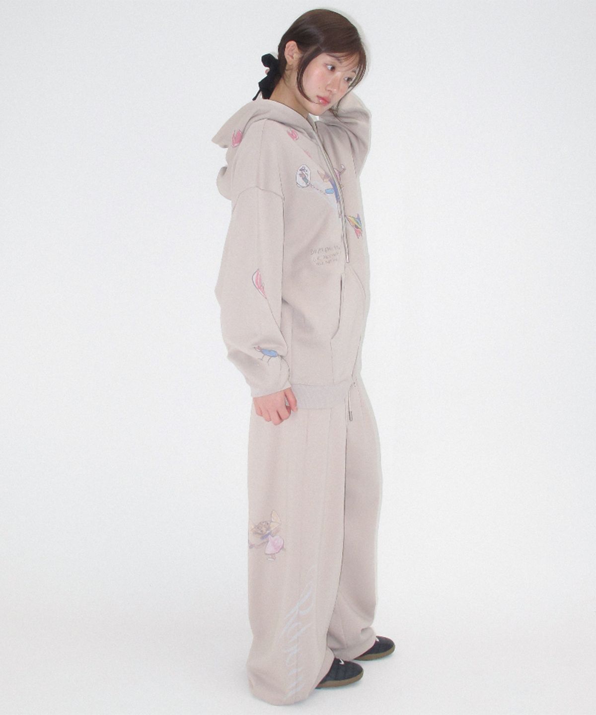 론론(RONRON) KIDS CAT DOODLE SWEAT JOGGER PANTS ASH GREY