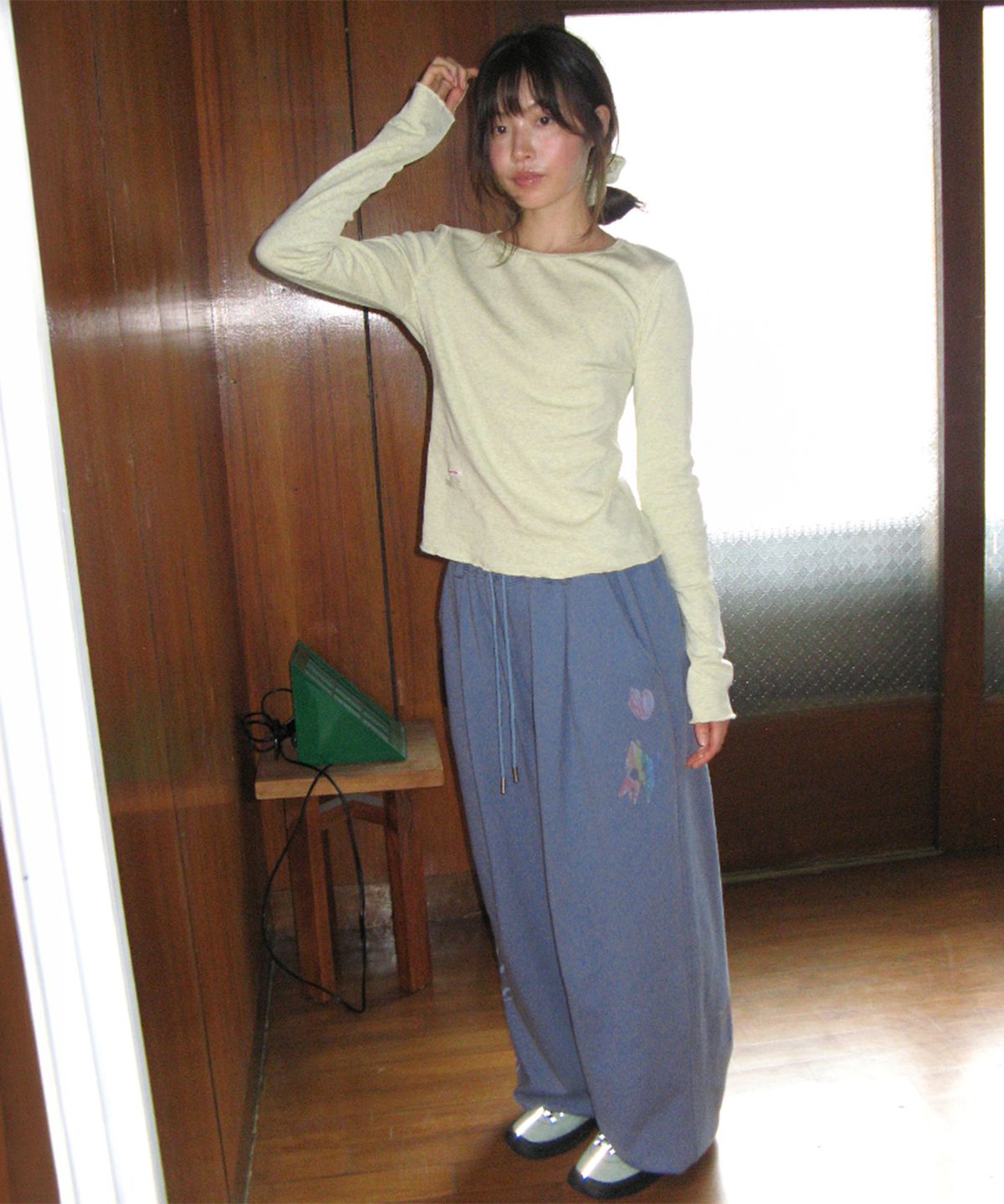 론론(RONRON) KIDS CAT DOODLE SWEAT JOGGER PANTS DUSTY BLUE