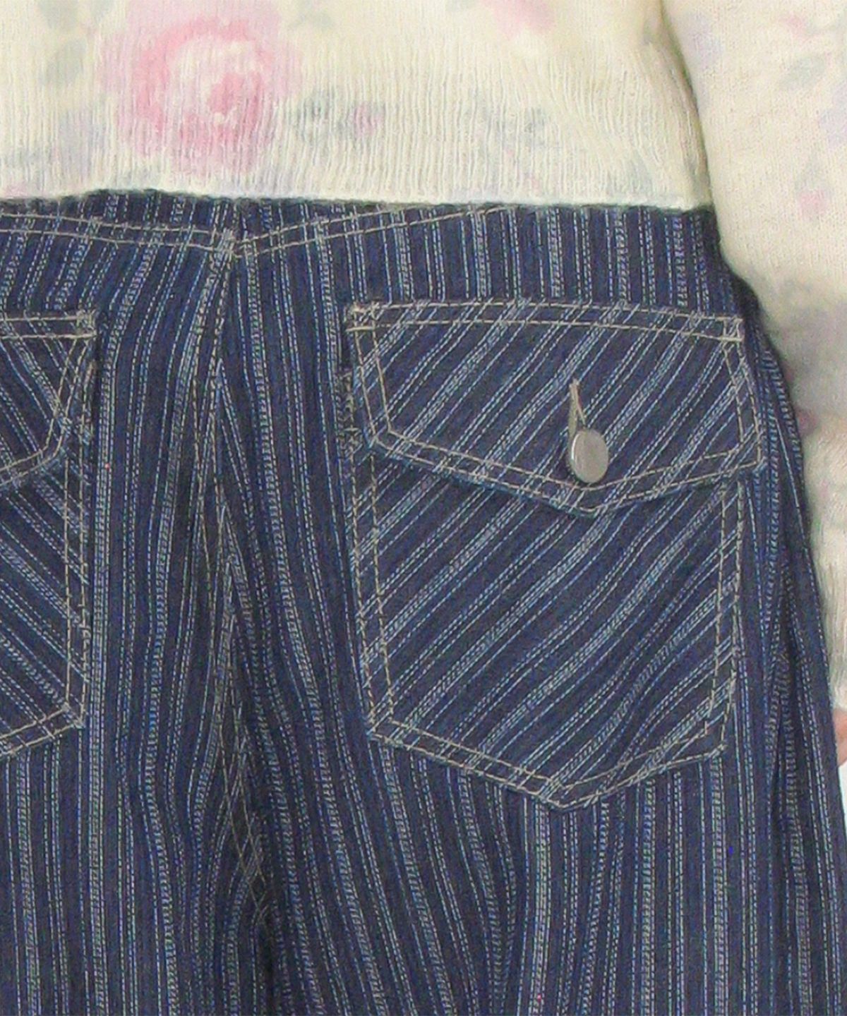 론론(RONRON) STRIPE DENIM BALLOON PANTS MEDIUM BLUE