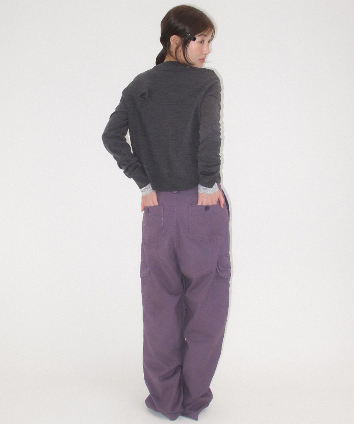 론론(RONRON) PIGMENT DOUBLE CARGO PANTS PURPLE