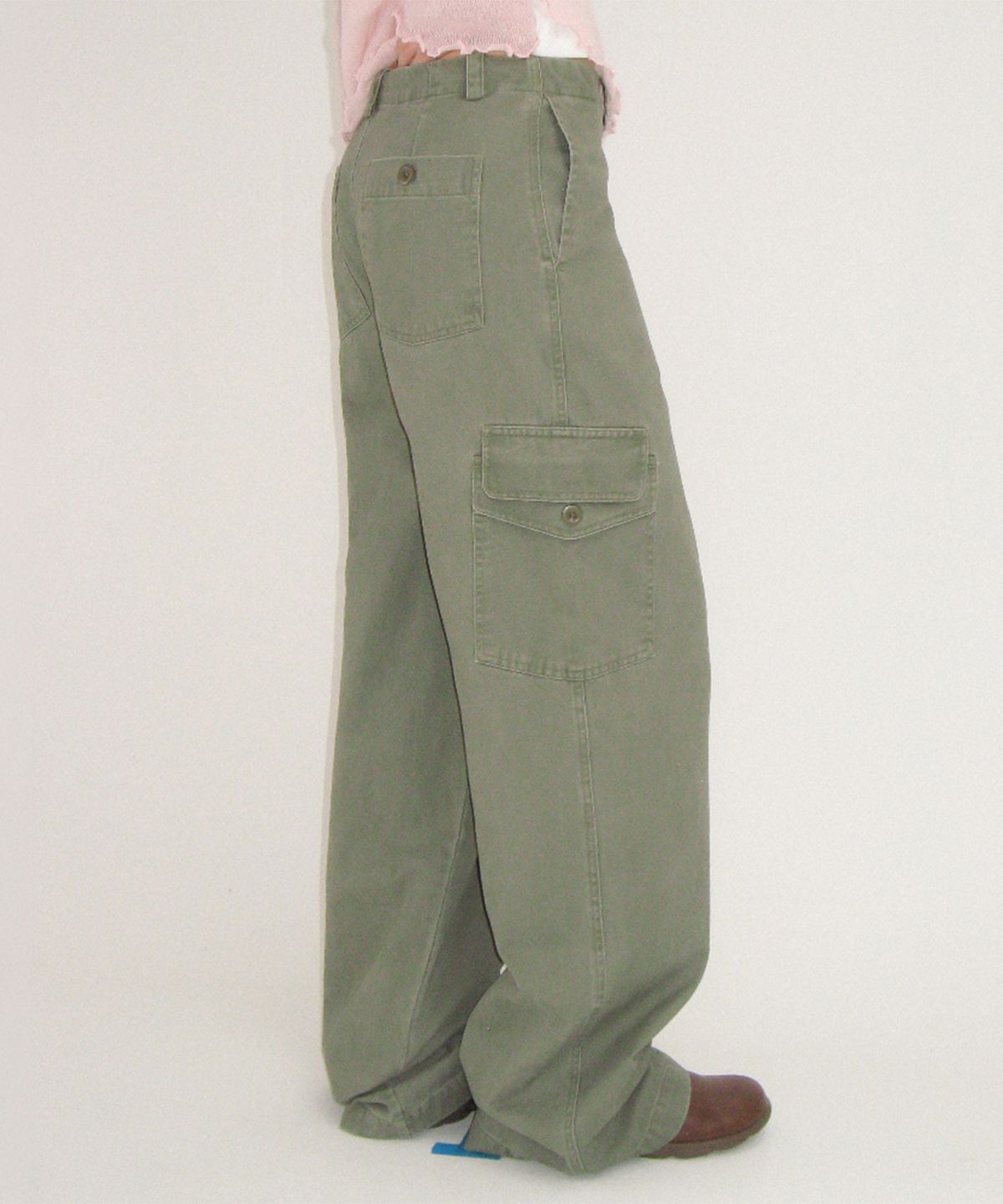 론론(RONRON) PIGMENT DOUBLE CARGO PANTS KHAKI