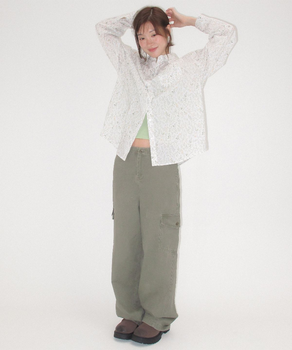 론론(RONRON) PIGMENT DOUBLE CARGO PANTS KHAKI
