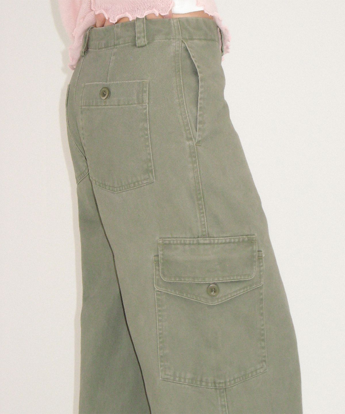 론론(RONRON) PIGMENT DOUBLE CARGO PANTS KHAKI