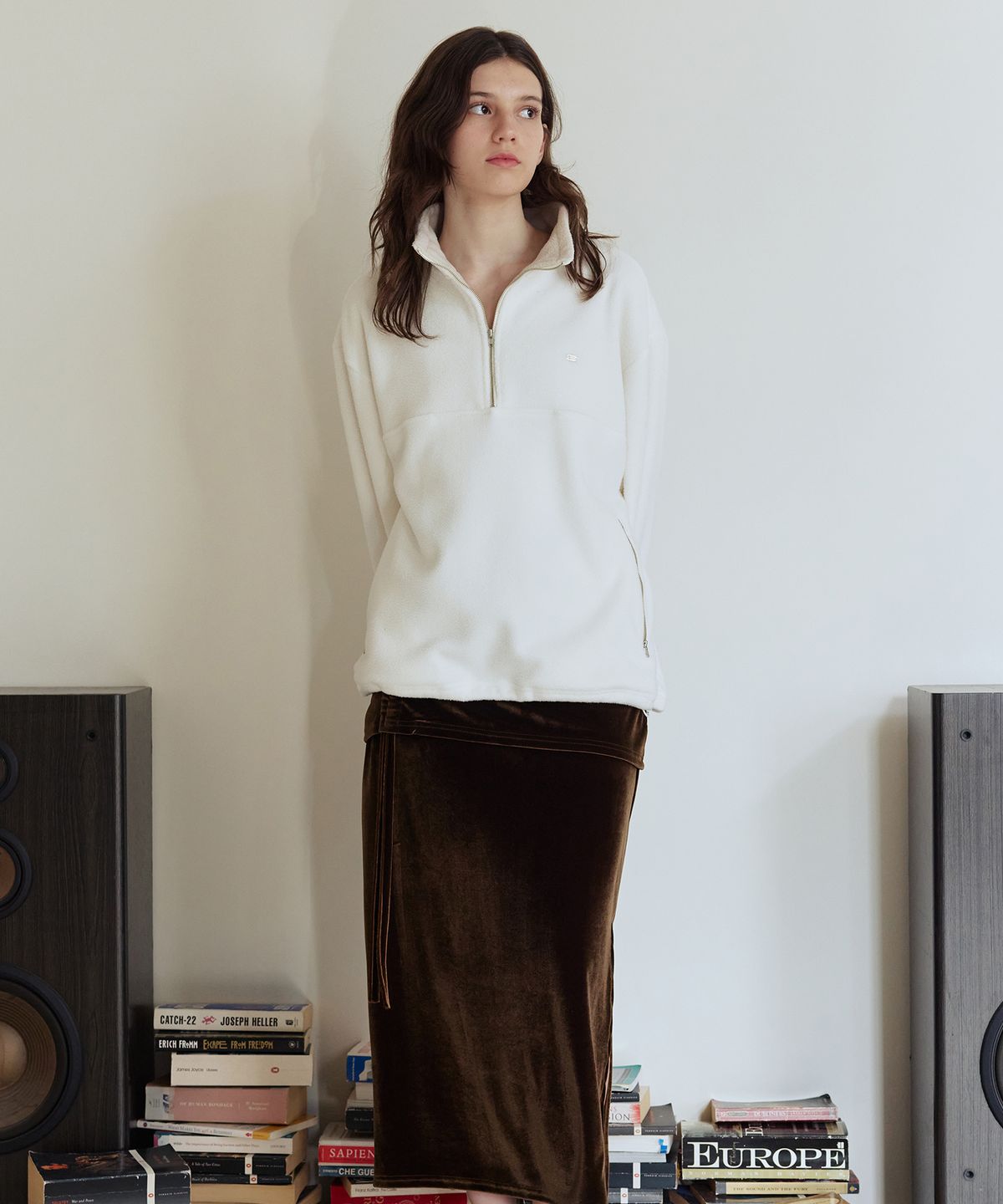 애프터아워즈(AFTERHOURS) COZY FLEECE HALF ZIP-UP V2 (IVORY)