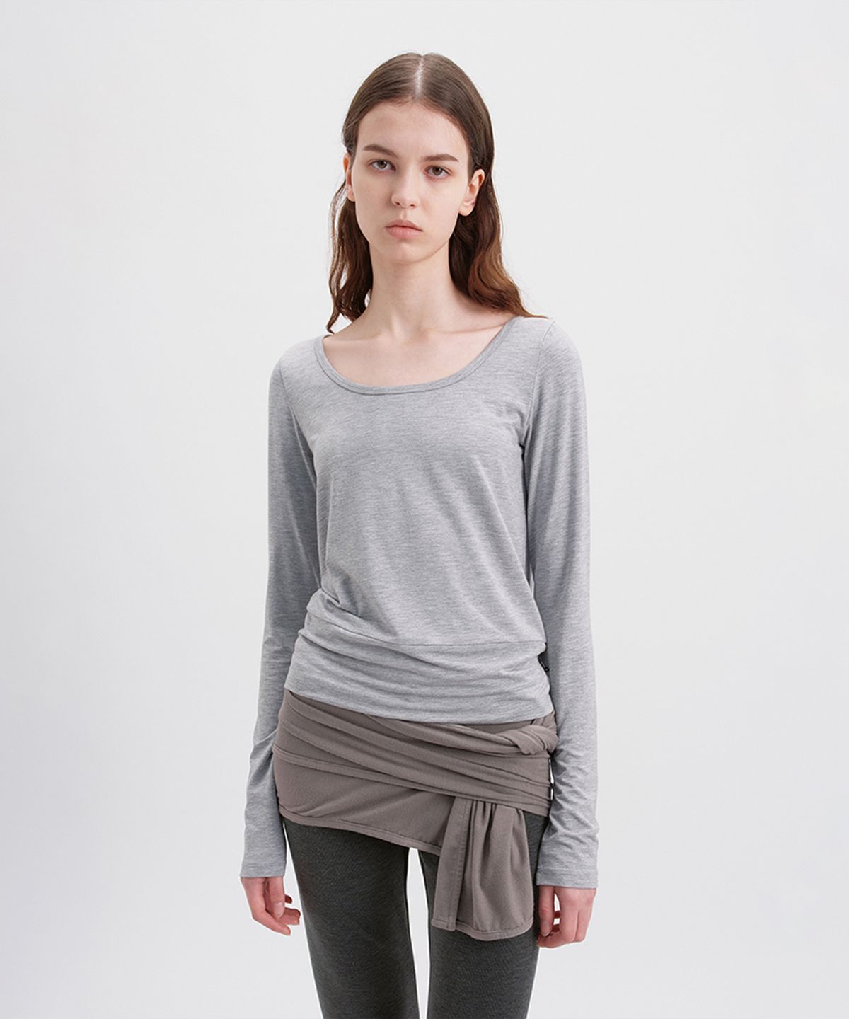 시메트릭 퍼센트(SYMMETRICPERCENT) Feminine 2-way Long Sleeve / Melange Grey