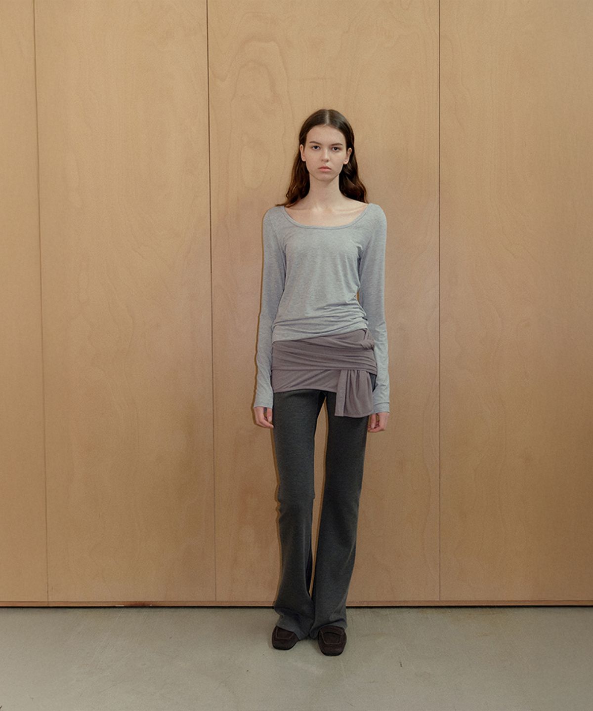 시메트릭 퍼센트(SYMMETRICPERCENT) Feminine 2-way Long Sleeve / Melange Grey