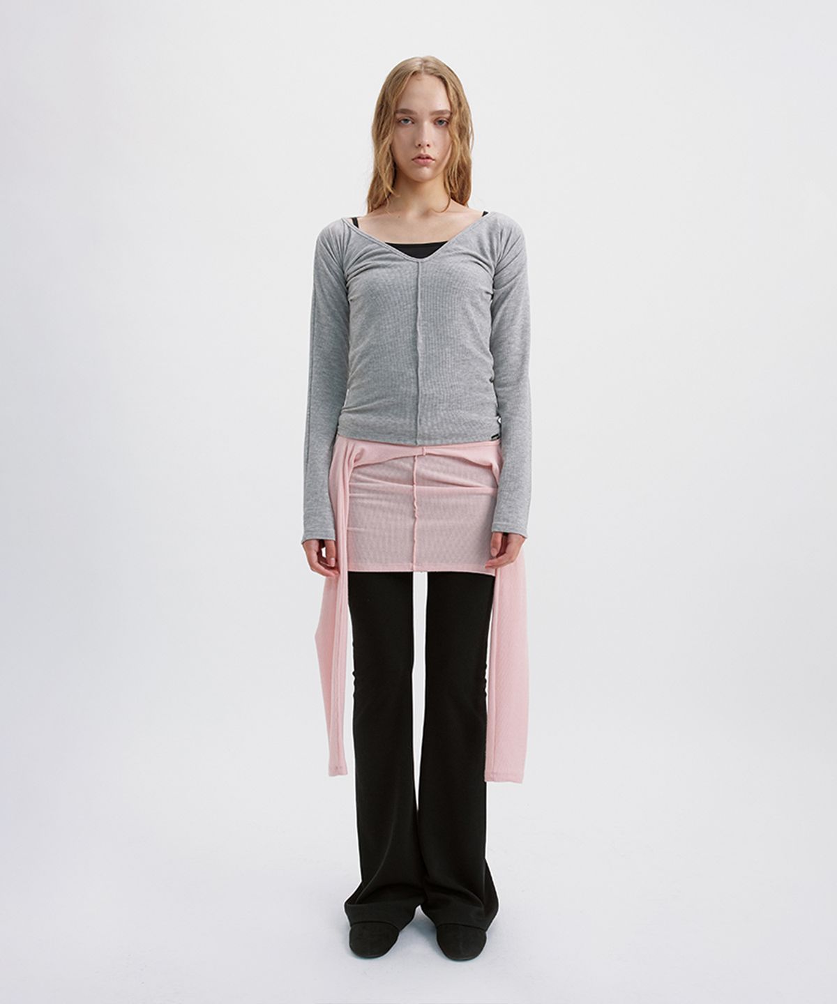 시메트릭 퍼센트(SYMMETRICPERCENT) Ballet 2-way Warm-up Top / Melange Grey