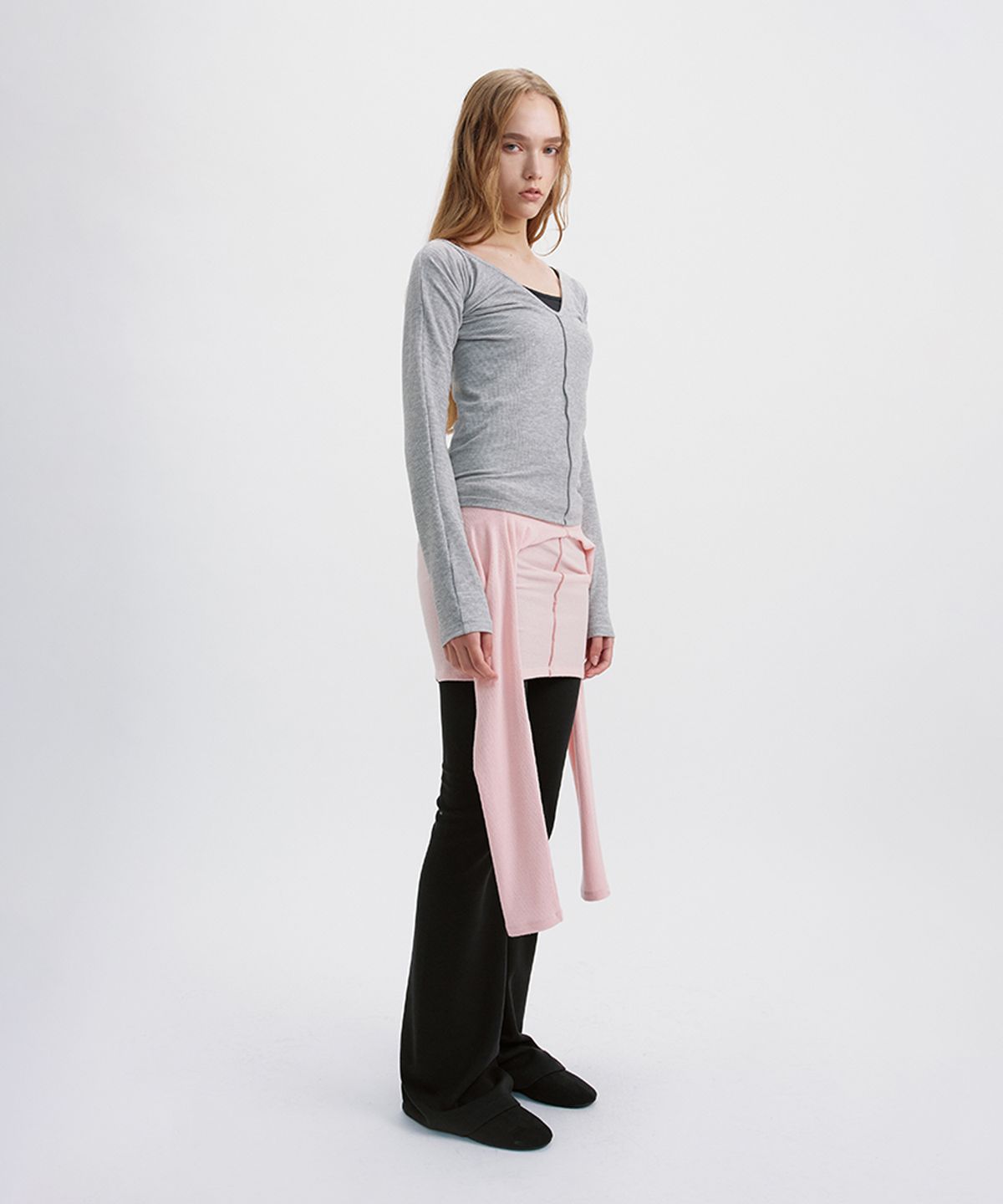 시메트릭 퍼센트(SYMMETRICPERCENT) Ballet 2-way Warm-up Top / Melange Grey