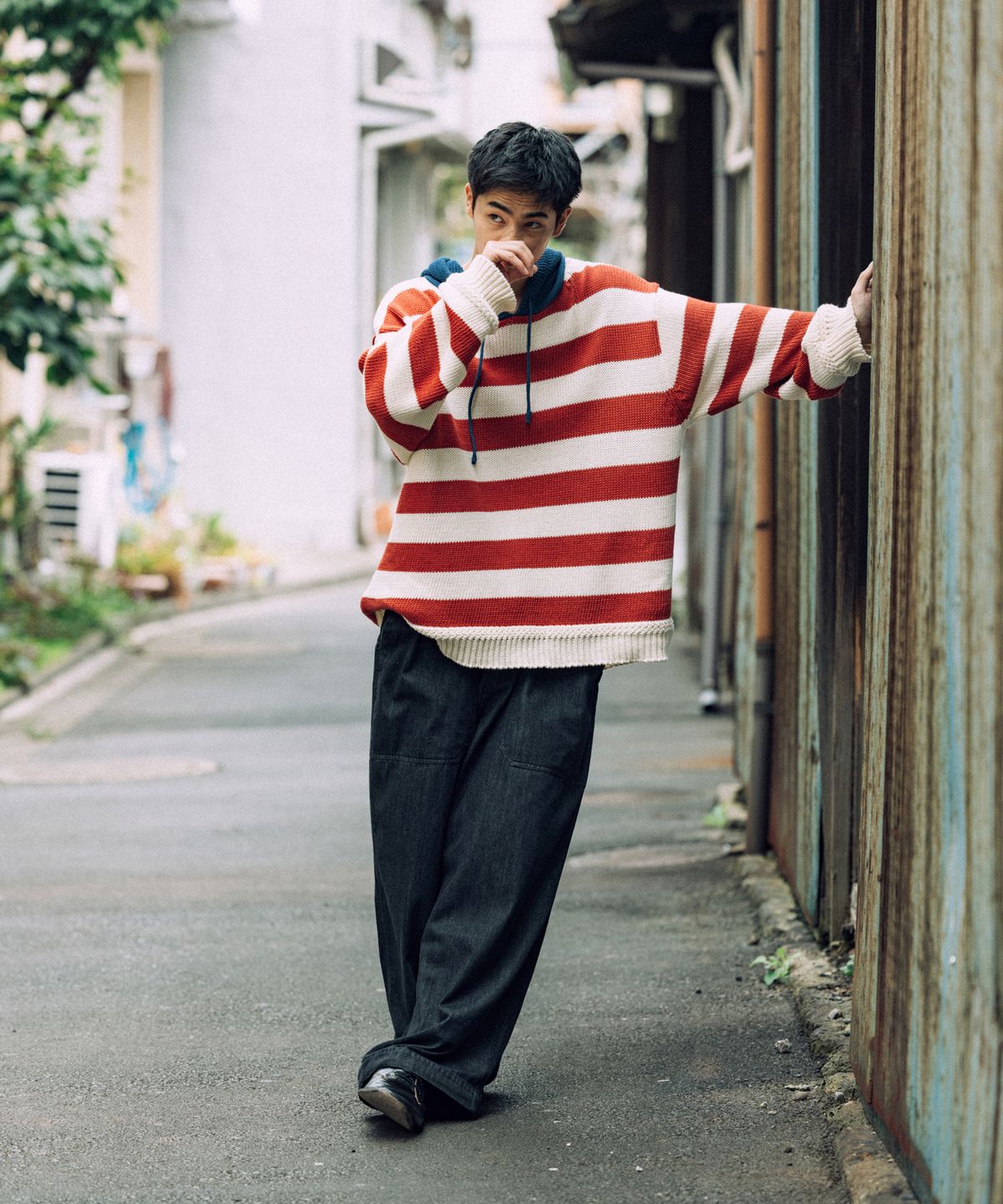 앵글런(ANGLAN) Double Fatigue Denim Pants - Washed Black