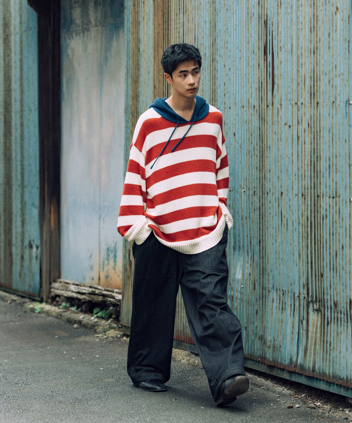 앵글런(ANGLAN) Double Fatigue Denim Pants - Washed Black