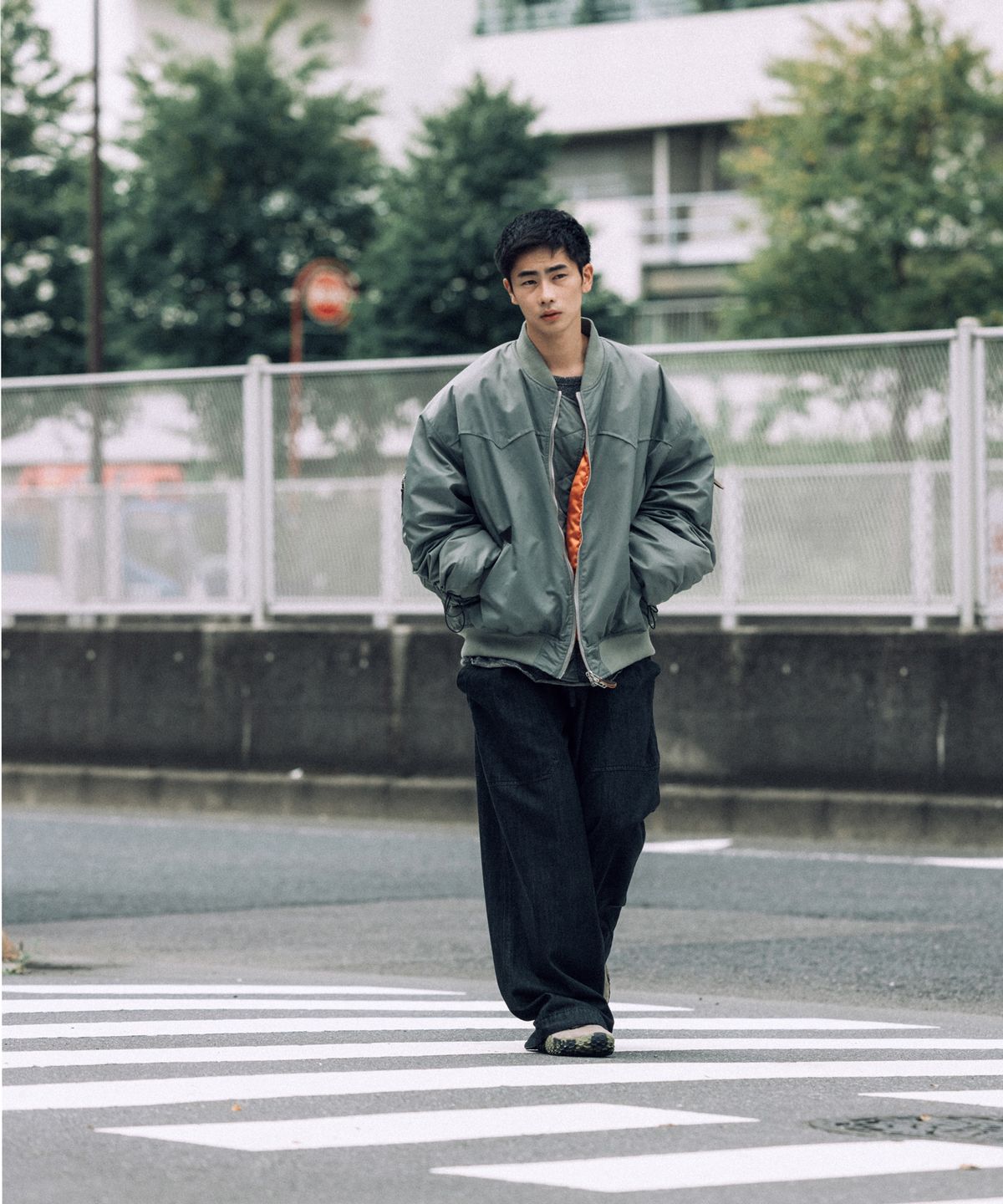앵글런(ANGLAN) Double Fatigue Denim Pants - Washed Black