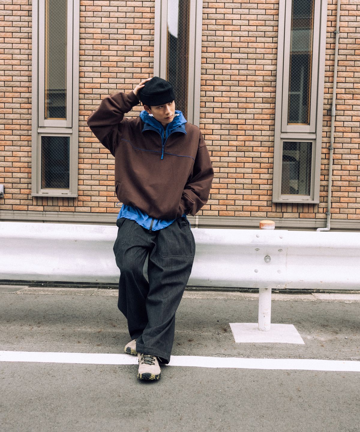 앵글런(ANGLAN) Double Fatigue Denim Pants - Washed Black