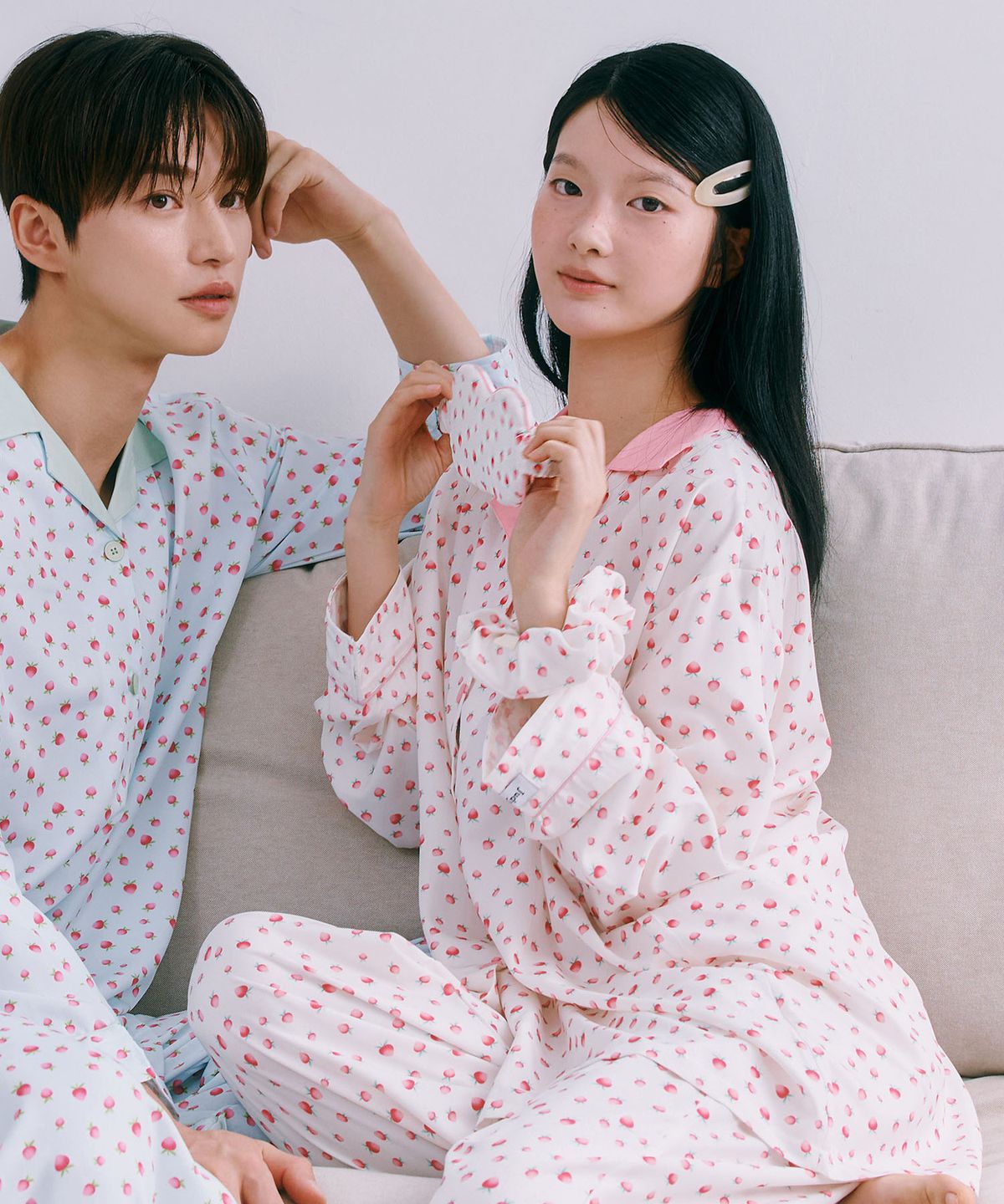 주디앤(JUDYN) [2PACK] 스트로베리 클린핏 긴팔 잠옷 파자마 세트_스트로베리