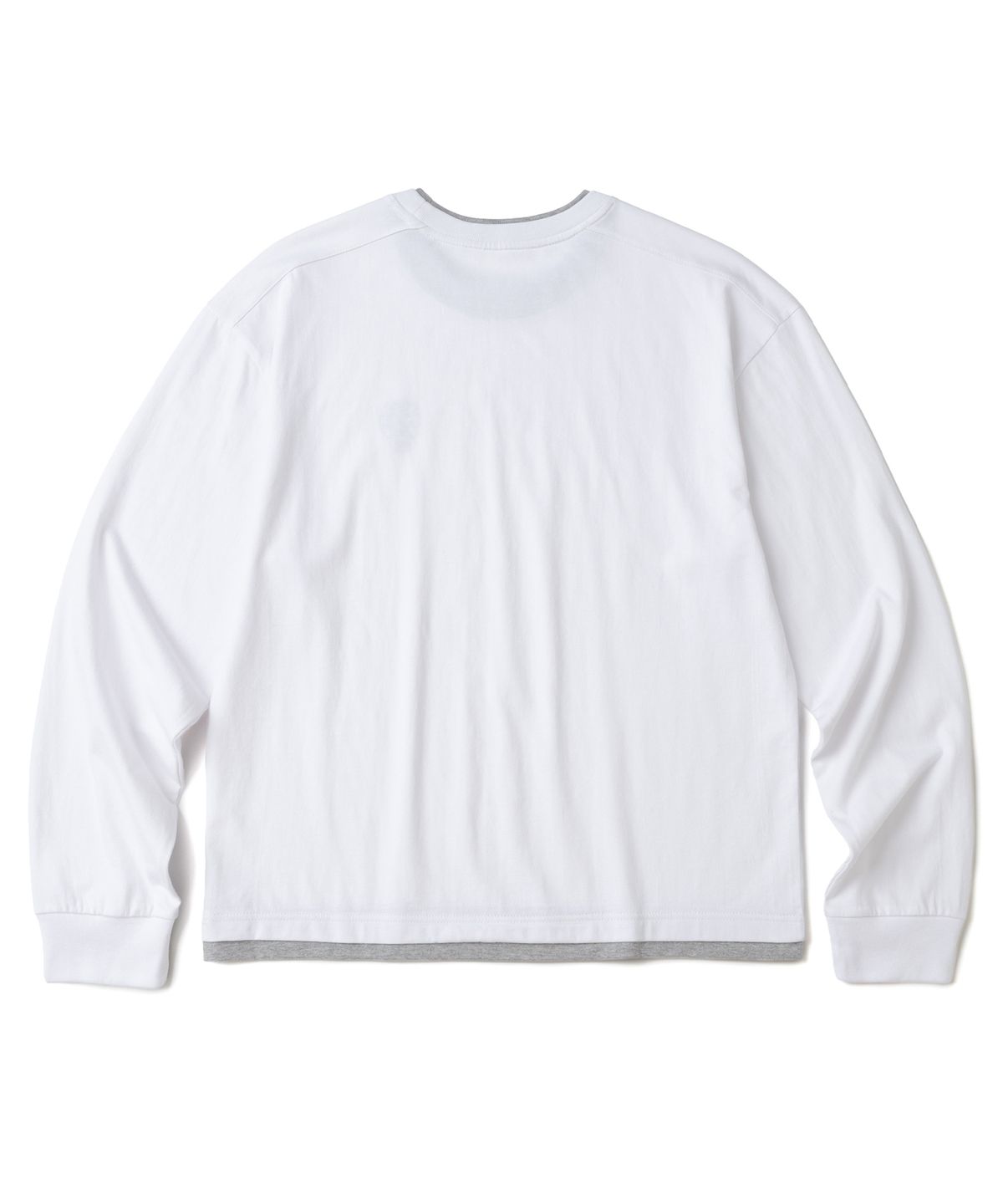 니티드(KNITTED) 레이어드 롱슬리브 자수 티셔츠 WHITE/GREY