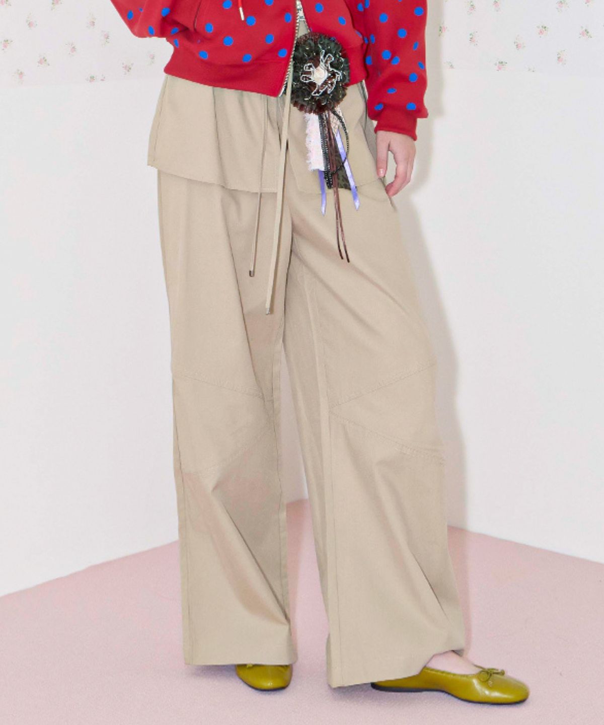 쿨키튼(KOOLKITTEN) Layered Wrap Wide Pants 2colors