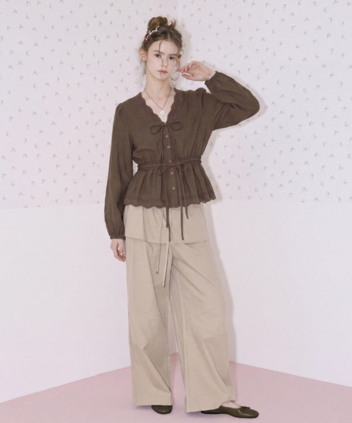 쿨키튼(KOOLKITTEN) Layered Wrap Wide Pants 2colors