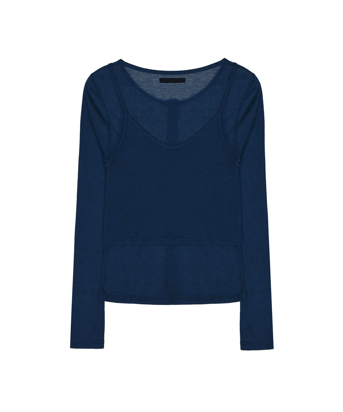 닉앤니콜(NICK&NICOLE) HENLEY NECK LAYERED SLEEVE TOP_NAVY