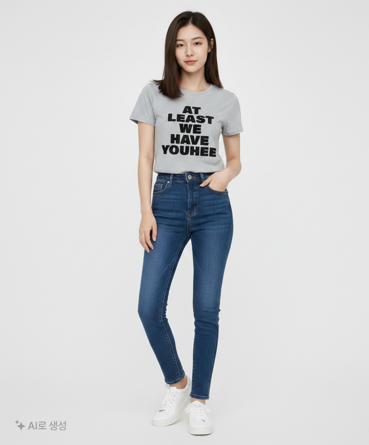 유희(YOUHEE) LETTERING T-SHIRT MELANGE GREY FREE