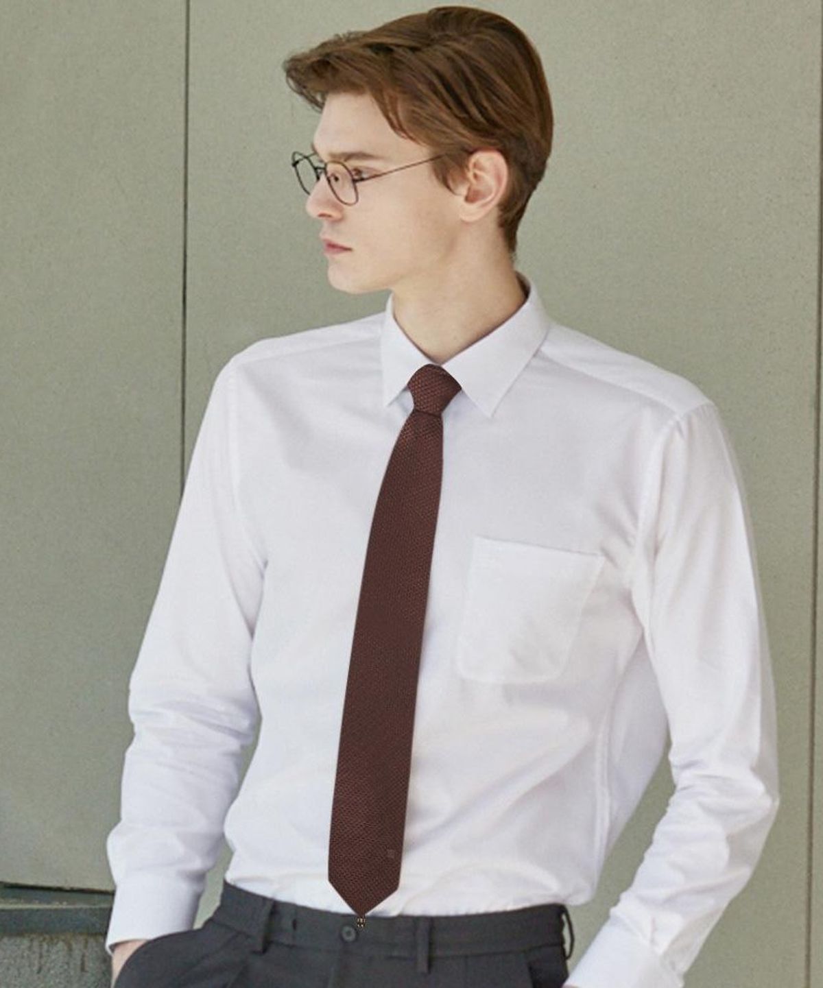 닥스셔츠(DAKS SHIRTS) 실크100 솔리드 넥타이 브라운_DMF1ACF1249W1