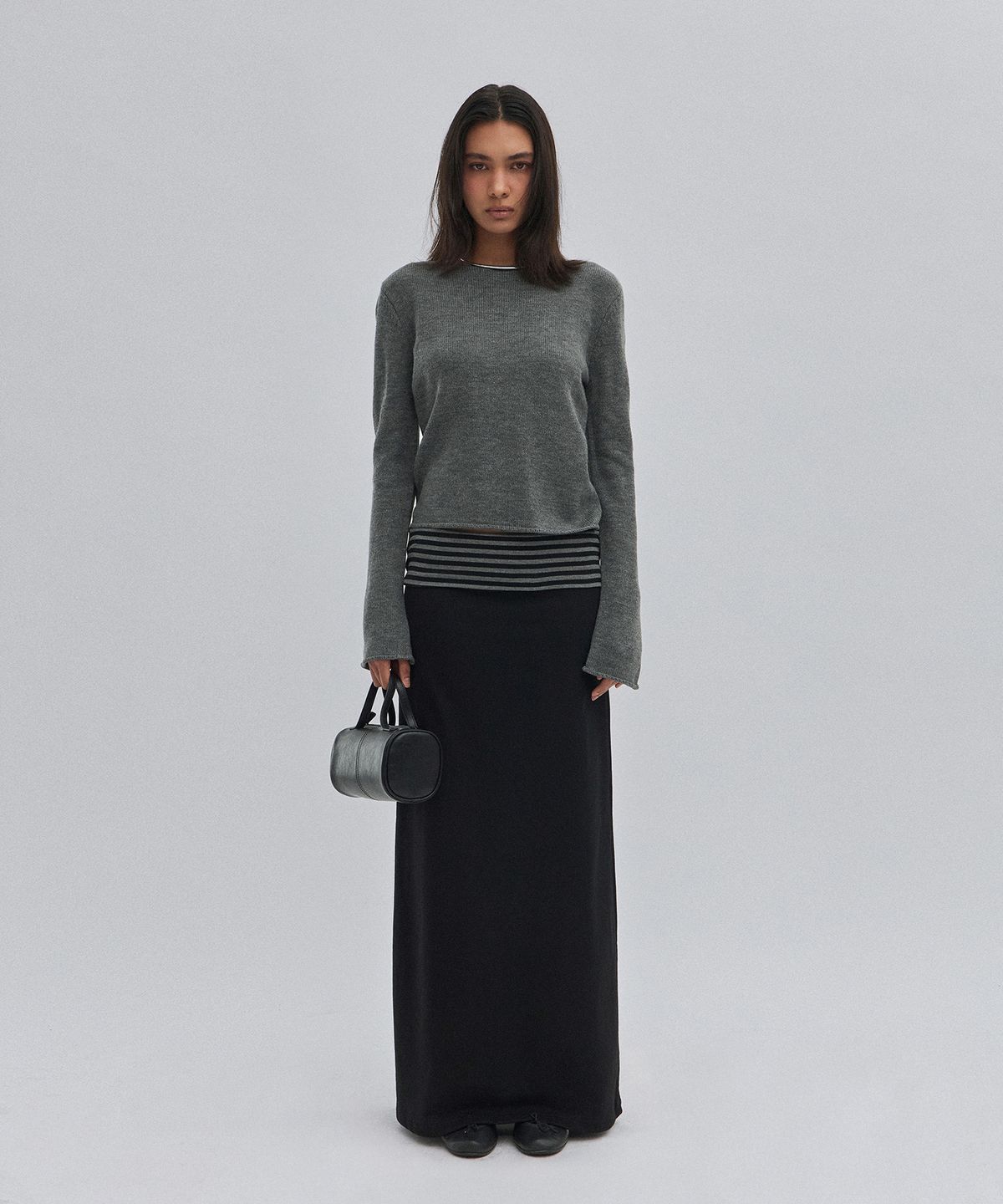 스웨이드(SUADE) LAYERED LONG SKIRT [BLACK]