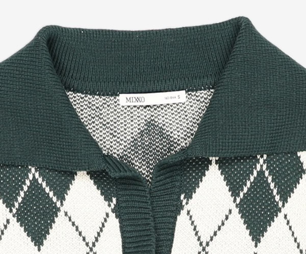 미쏘(MIXXO) 카라넥 아가일 풀오버 KACT66T RE MIWKAD13QT S