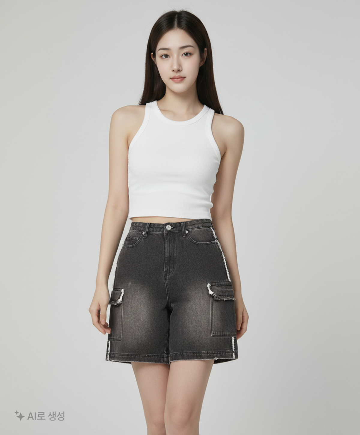 오디너리 홀리데이(ORDINARY HOLIDAY) 데님 카고 와이드 쇼츠 [BLACK] SS